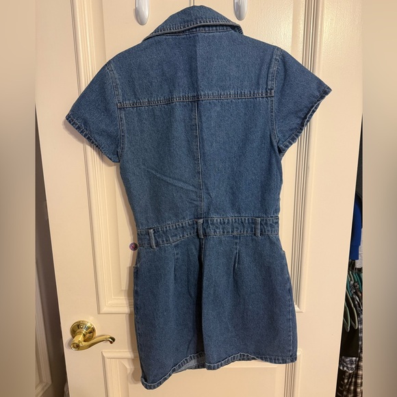 Lulu's Blue Denim Mini Dress with Short Sleeves - Picture 4 of 5